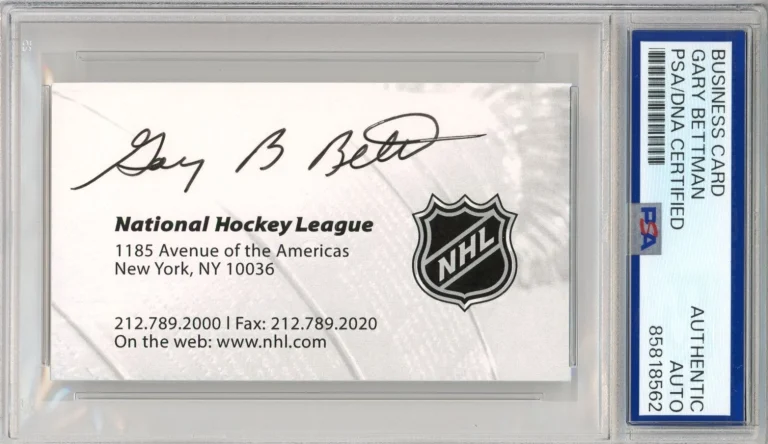 NHL COMMISSIONER GARY BETTMAN SIGNED BUSINESS CARD PSA DNA COA AUTOGRAPH