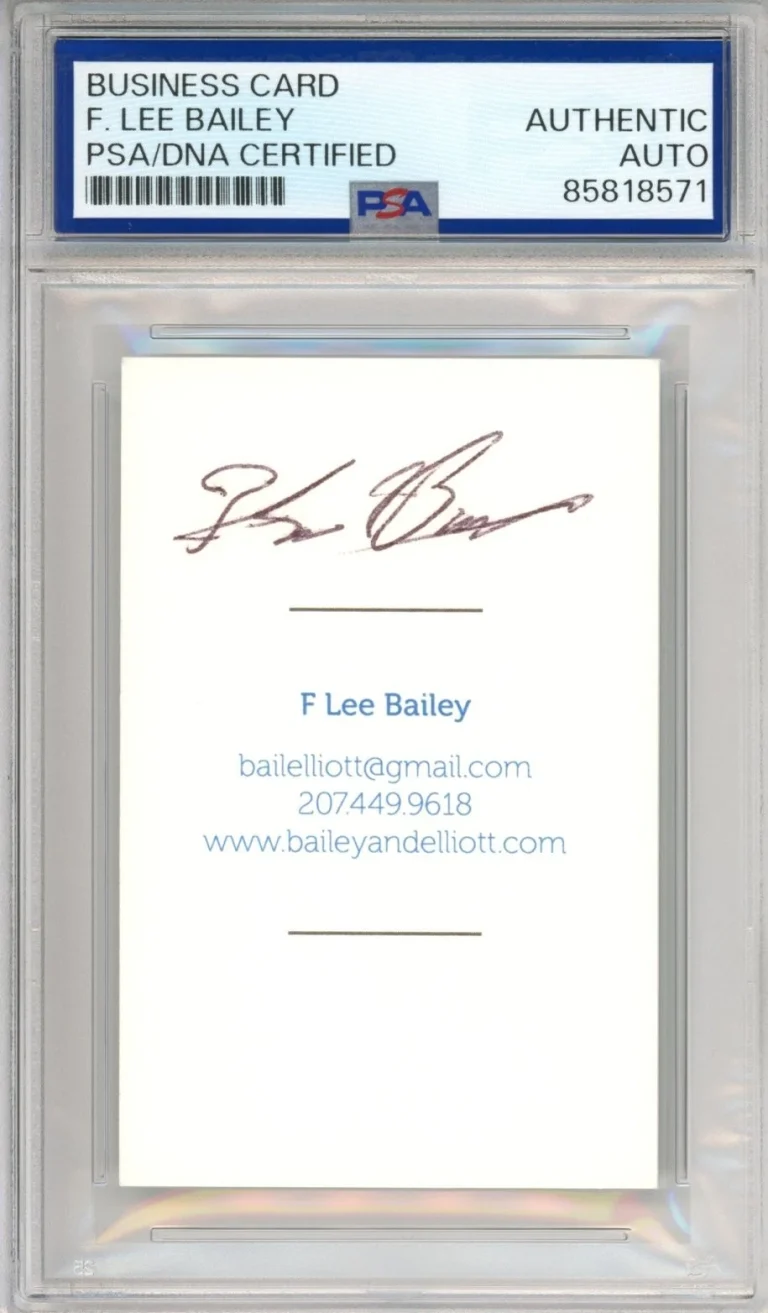 F Lee Bailey SIGNED Business Card PSA DNA COA AUTOGRAPH OJ Simpson Attorney RARE