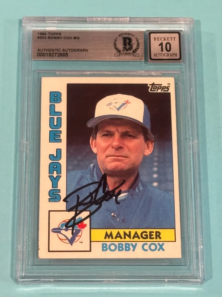 BOBBY COX Signed 1984 TOPPS Card #202 Beckett Authenticated (BAS) AUTO 10