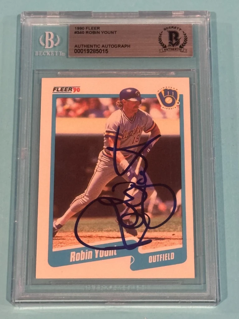 ROBIN YOUNT Signed 1990 FLEER Card #340 Beckett Authenticated (BAS)