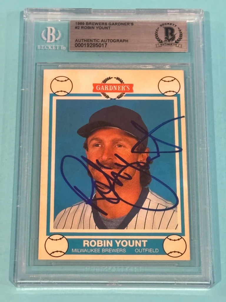 ROBIN YOUNT Signed 1989 BREWERS GARDNER'S Card #2 Beckett Authenticated (BAS)