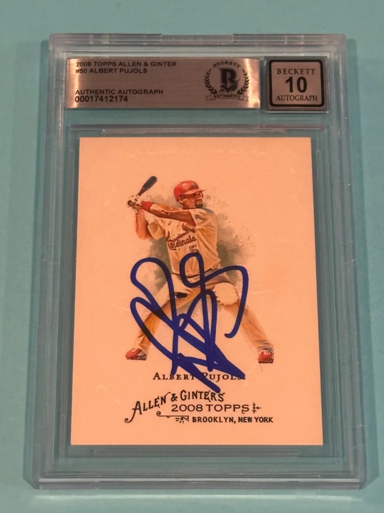 ALBERT PUJOLS Signed 2008 TOPPS ALLEN & GINTER Card #50 Beckett (BAS) AUTO 10