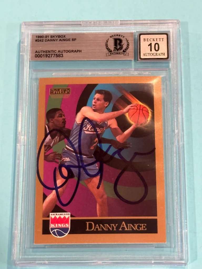 DANNY AINGE Signed 1990-91 SKYBOX Card #242 Beckett (BAS) AUTO 10