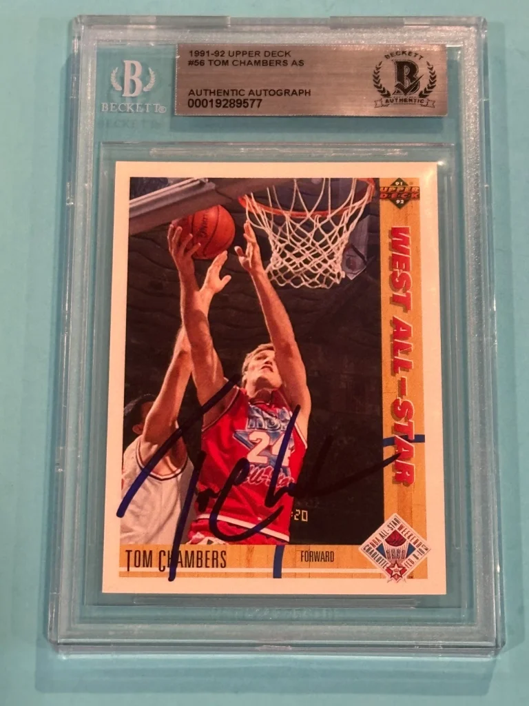 TOM CHAMBERS Signed 1991-92 UPPER DECK Card #56 Beckett (BAS)