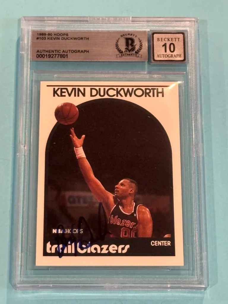 KEVIN DUCKWORTH Signed 1989-90 HOOPS Card #103 Beckett (BAS) AUTO 10