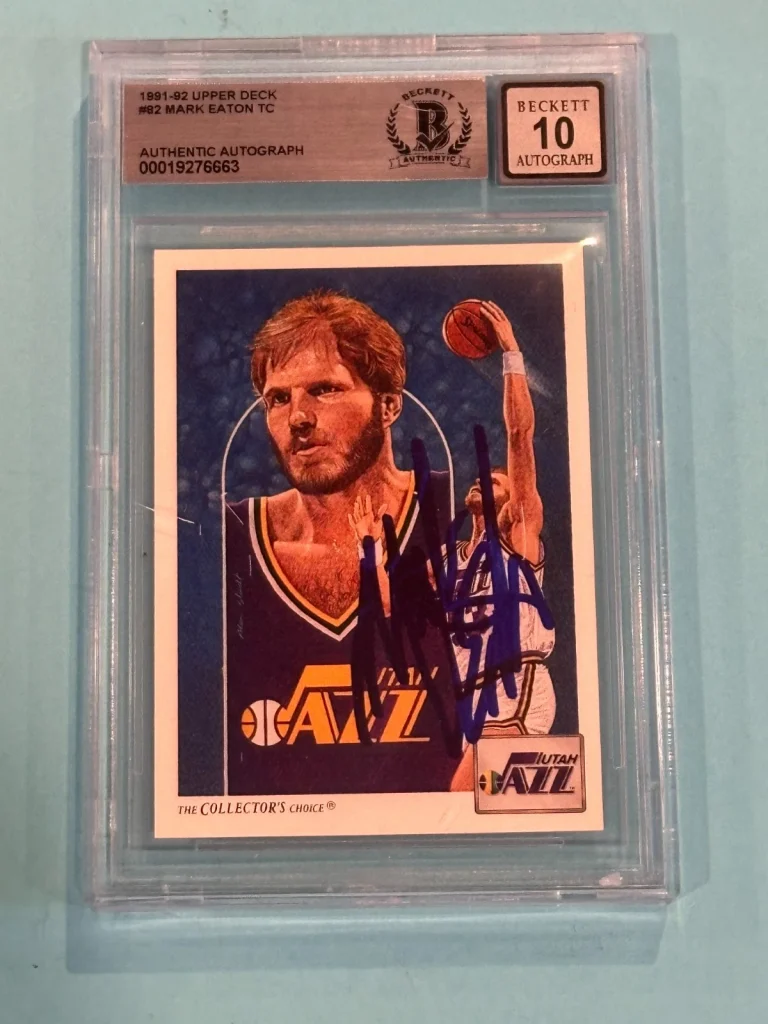 MARK EATON Signed 1991-92 UPPER DECK Card #82 Beckett (BAS) AUTO 10