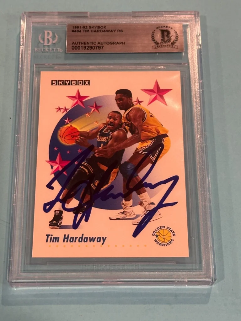 TIM HARDAWAY Signed 1991-92 SKYBOX Card #494 Beckett (BAS)