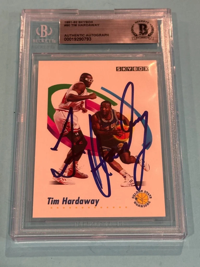 TIM HARDAWAY Signed 1991-92 SKYBOX Card #90 Beckett (BAS)