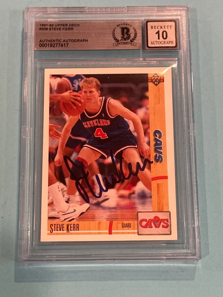 STEVE KERR Signed 1991-92 UPPER DECK Card #208 Beckett (BAS) AUTO 10