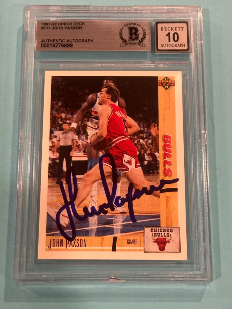 JOHN PAXSON Signed 1991-92 UPPER DECK Card #117 Beckett (BAS) AUTO 10