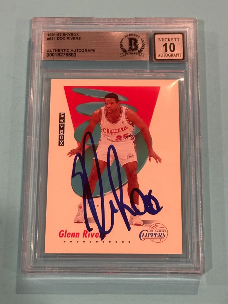 GLENN DOC RIVERS Signed 1991-92 SKYBOX Card #631 Beckett (BAS) AUTO 10