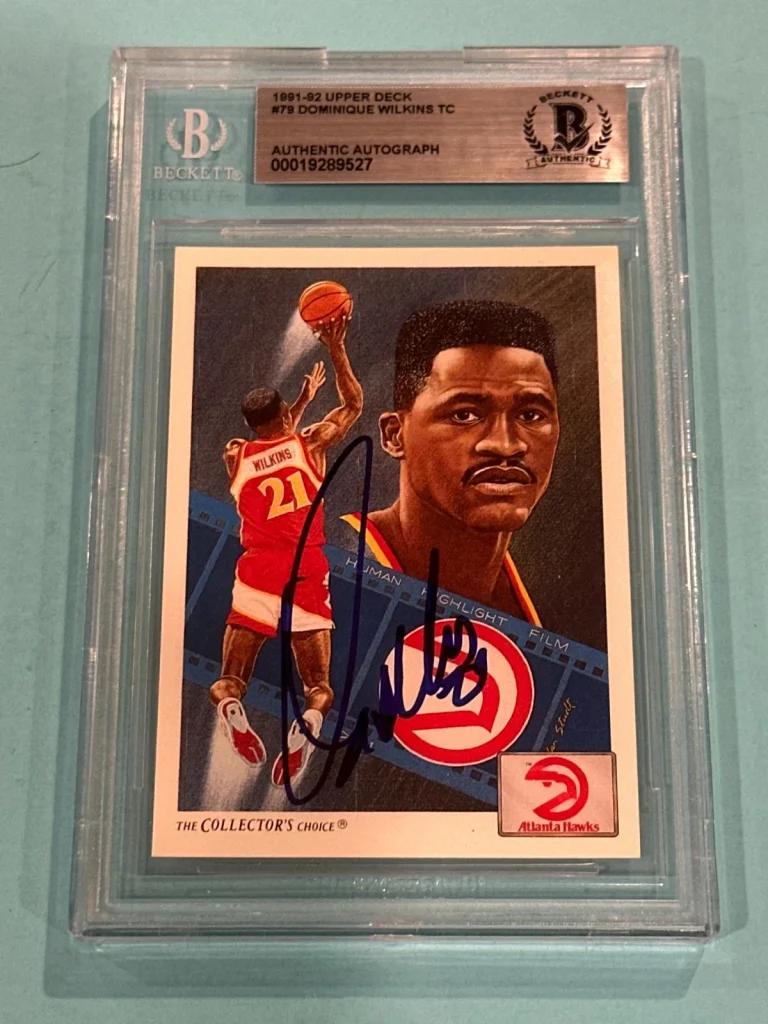 DOMINIQUE WILKINS Signed 1991-92 UPPER DECK Card #79 Beckett (BAS)