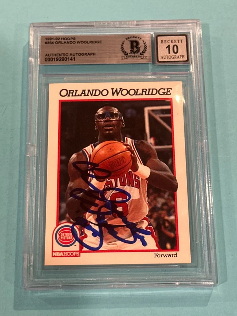 ORLANDO WOOLRIDGE Signed 1991-92 HOOPS Card #364 Beckett (BAS) AUTO 10
