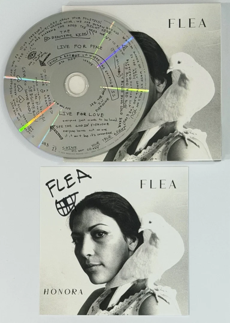 FLEA RED HOT CHILI PEPPERS HONORA SIGNED ALBUM COVER CARD & CD BAS BECKETT COA