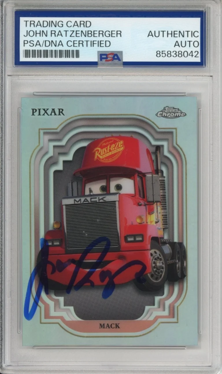 2024 TOPPS CHROME REFRACTOR DISNEY CAR MACK SIGNED JOHN RATZENBERGER PSA DNA COA