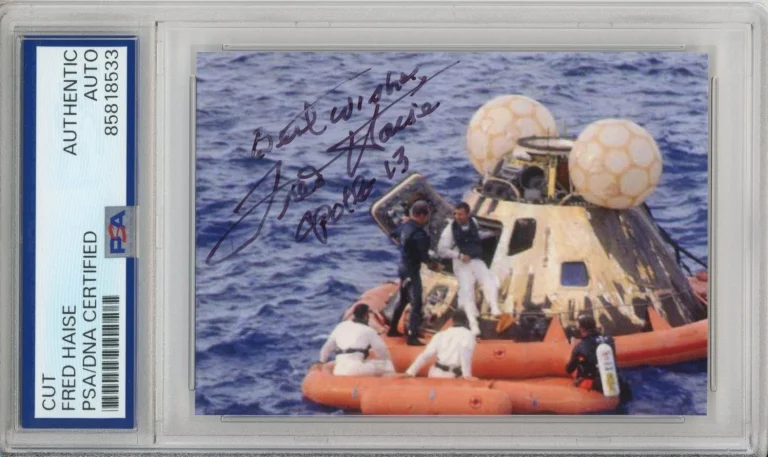 FRED HAISE APOLLO 13 ASTRONAUT RESCUE PICTURE PSA DNA COA SIGNED AUTOGRAPH NASA