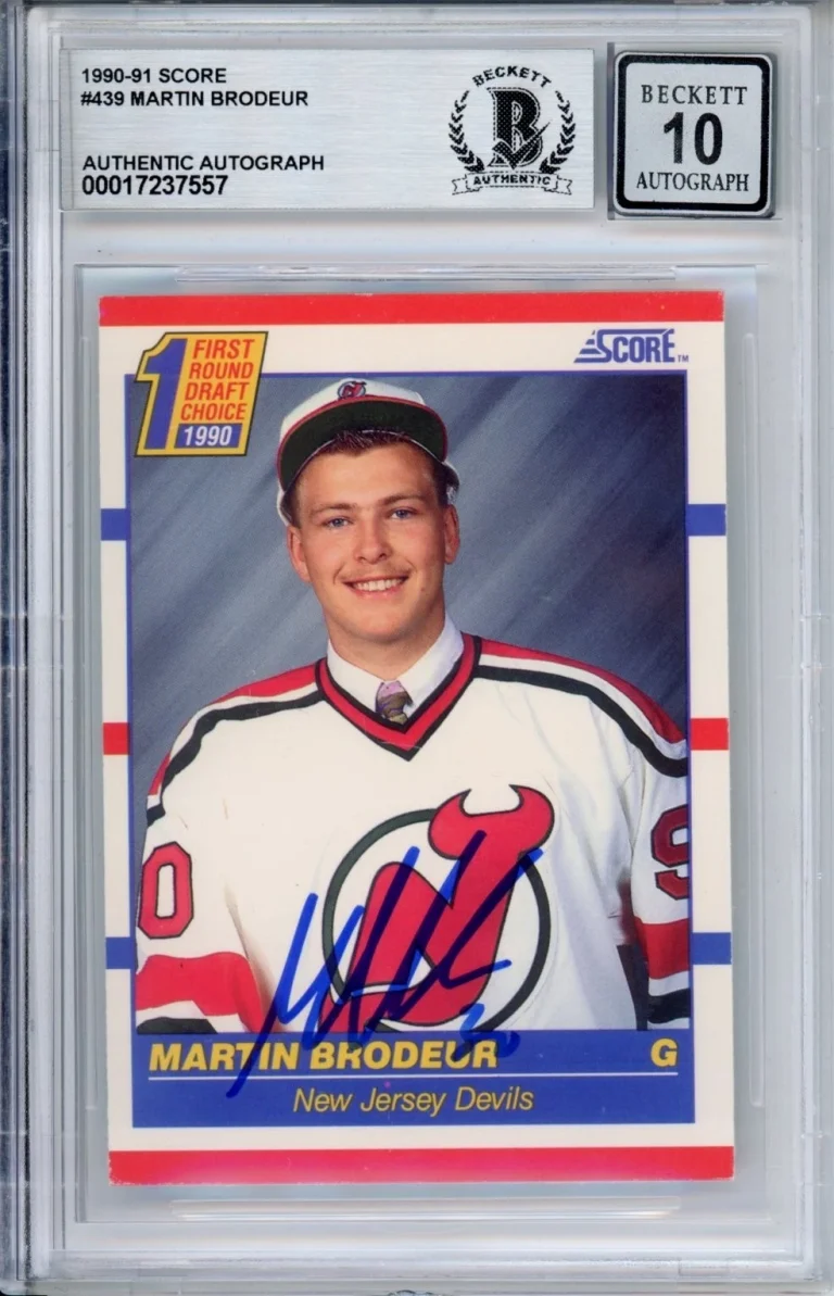 1990 90/91 SCORE MARTIN BRODEUR SIGNED ROOKIE RC BAS BECKETT PERFECT 10 AUTO