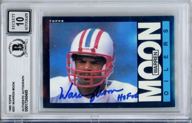 1985 TOPPS WARREN MOON SIGNED HOF ROOKIE CARD BAS BECKETT GEM 10 AUTOGRAPH AUTO