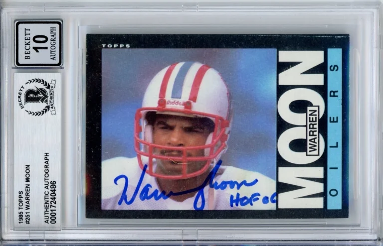 1985 TOPPS WARREN MOON SIGNED HOF RC ROOKIE AUTO BAS BECKETT GEM 10 AUTOGRAPH