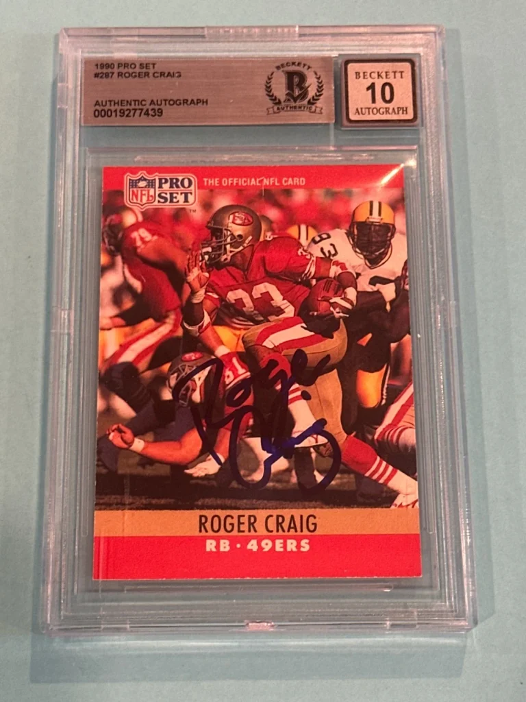 ROGER CRAIG Signed 1990 PRO SET Card #287 Beckett BAS AUTO 10