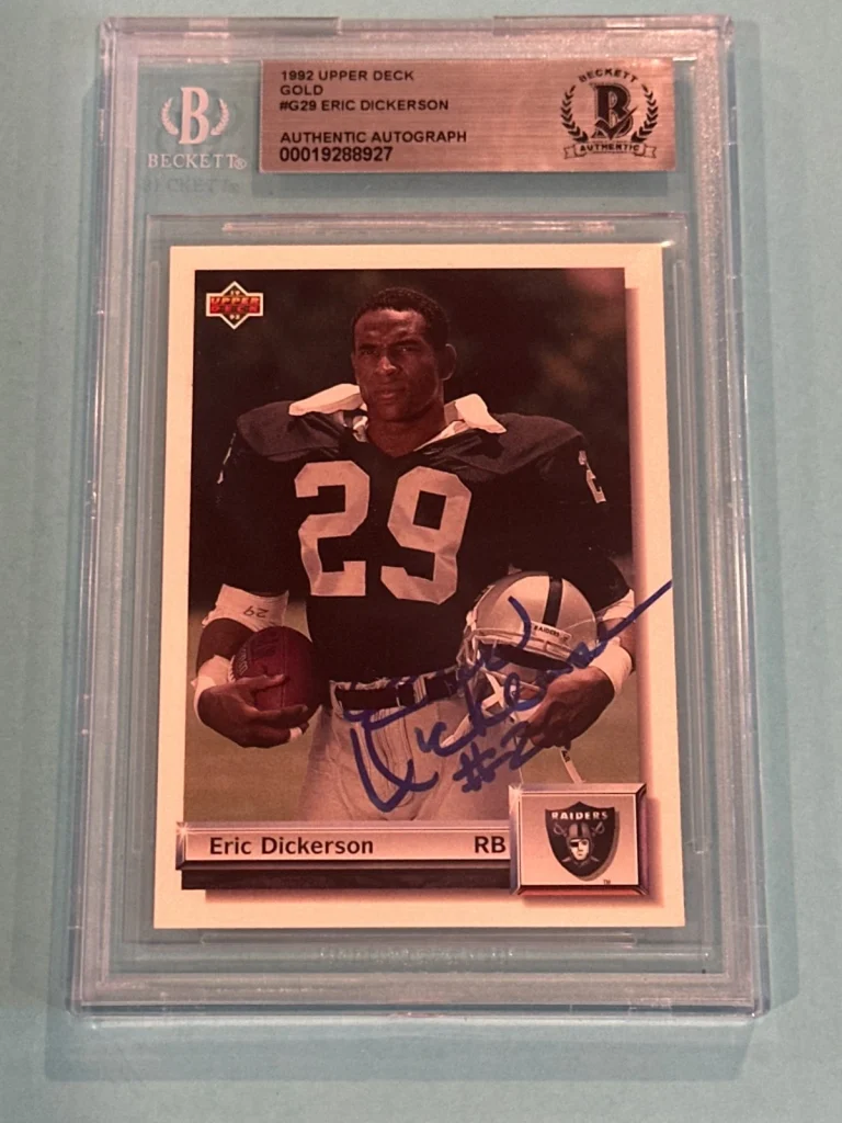 ERIC DICKERSON Signed 1992 UPPER DECK GOLD Card #G29 Beckett BAS