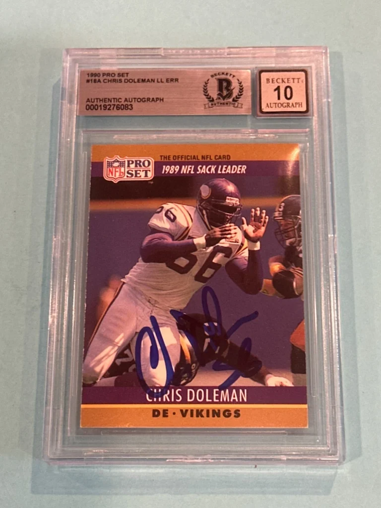 CHRIS DOLEMAN Signed 1990 PRO SET Card #18A Beckett BAS AUTO 10