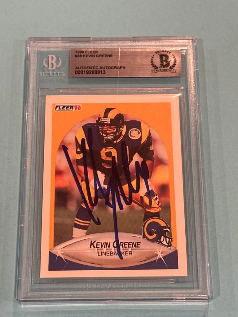 KEVIN GREENE Signed 1990 FLEER Card #38 Beckett BAS