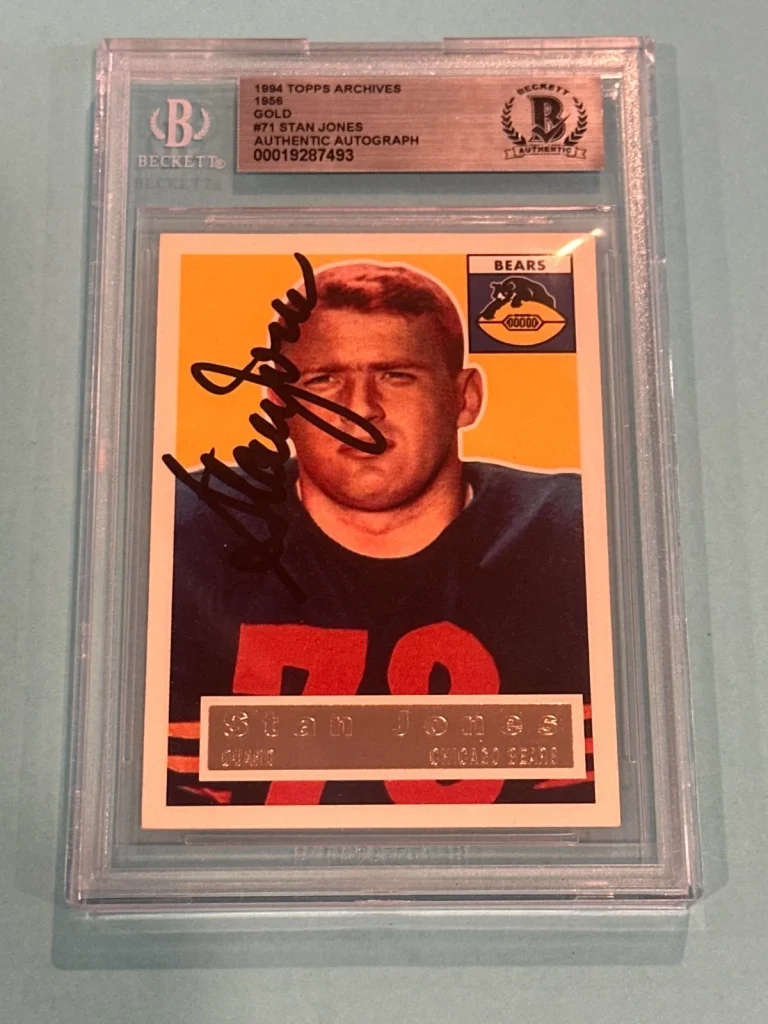 STAN JONES Signed 1994 TOPPS ARCHIVES 1956 GOLD Card #71 Beckett BAS