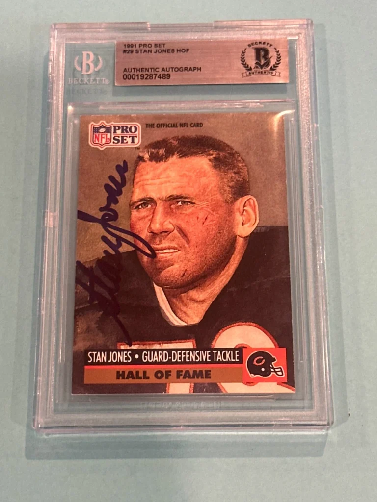 STAN JONES Signed 1991 PRO SET Card #29 Beckett BAS