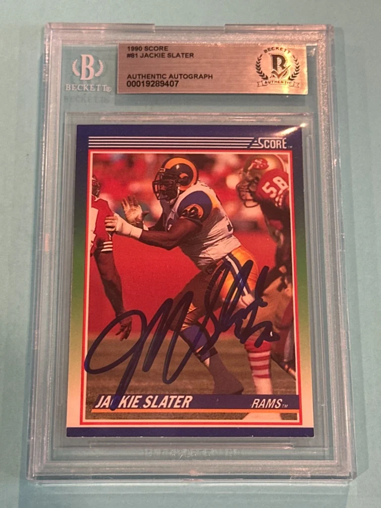 JACKIE SLATER Signed 1990 SCORE Card #81 Beckett BAS
