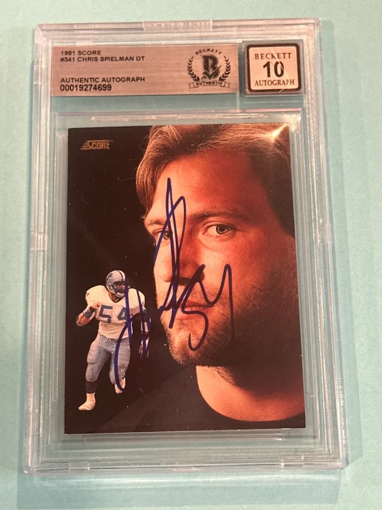 CHRIS SPIELMAN Signed 1991 SCORE Card #341 Beckett BAS AUTO 10