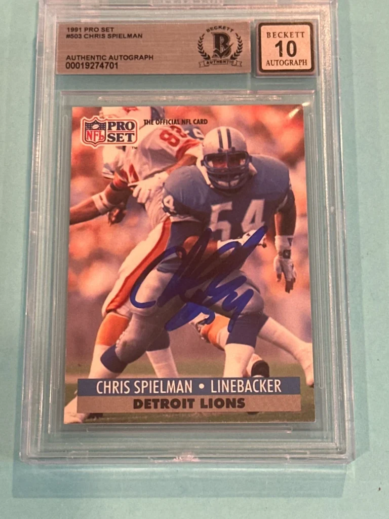 CHRIS SPIELMAN Signed 1991 PRO SET Card #503 Beckett BAS AUTO 10