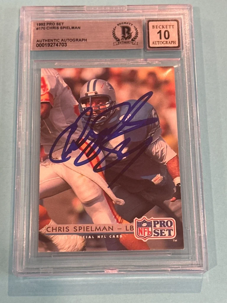 CHRIS SPIELMAN Signed 1992 PRO SET Card #170 Beckett BAS AUTO 10