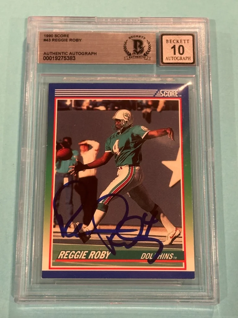 REGGIE ROBY Signed 1990 SCORE Card #43 Beckett BAS AUTO 10