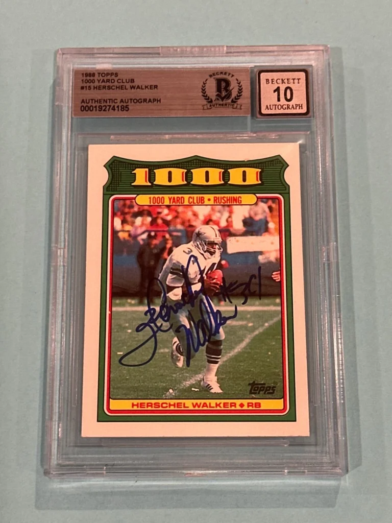 HERSCHEL WALKER Signed 1988 TOPPS Card #15 Beckett BAS AUTO 10