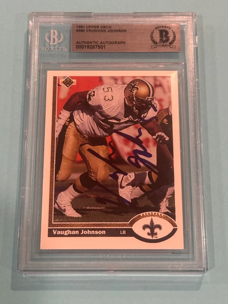 VAUGHAN JOHNSON Signed 1991 UPPER DECK Card #484 Beckett BAS