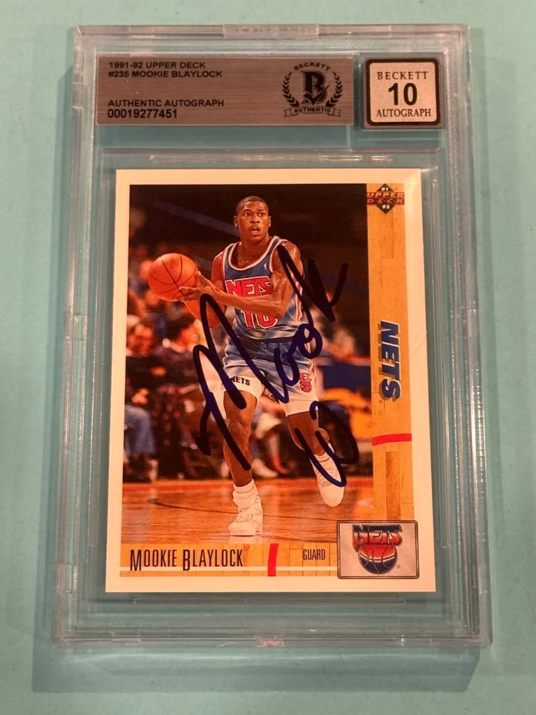 MOOKIE BLAYLOCK Signed 1991-92 UPPER DECK Card #235 Beckett BAS AUTO 10