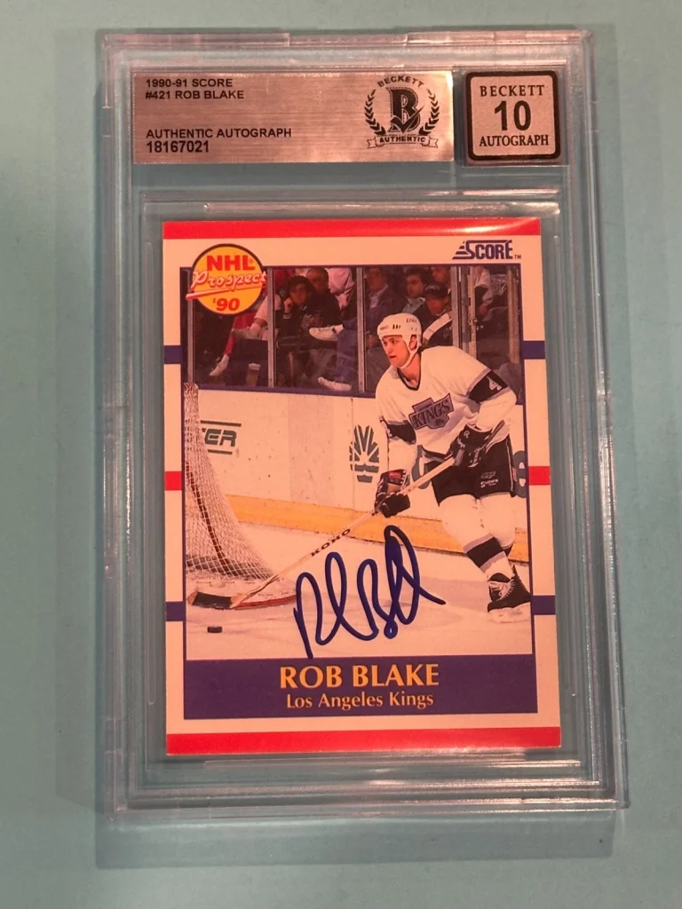 ROB BLAKE Signed 1990-91 SCORE Card #421 Beckett (BAS) AUTO 10