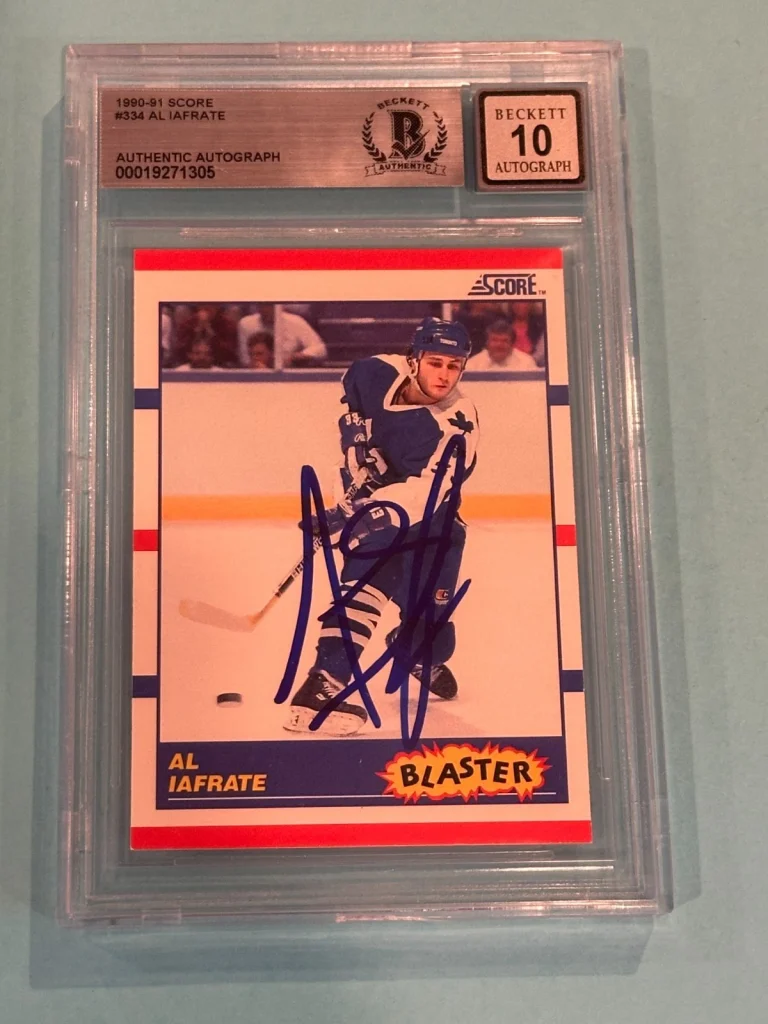 AL IAFRATE Signed 1990-91 SCORE Card #334 Beckett (BAS) AUTO 10