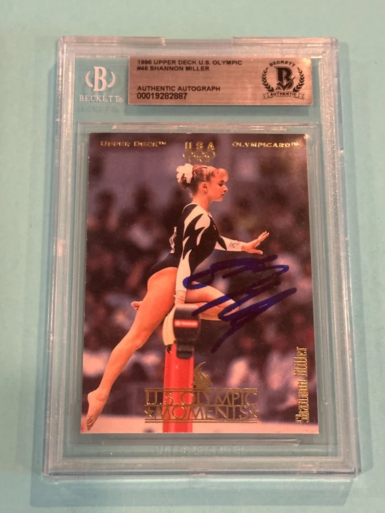 SHANNON MILLER Signed 1996 UPPER DECK OLYMPICARD Card #46 Beckett (BAS)