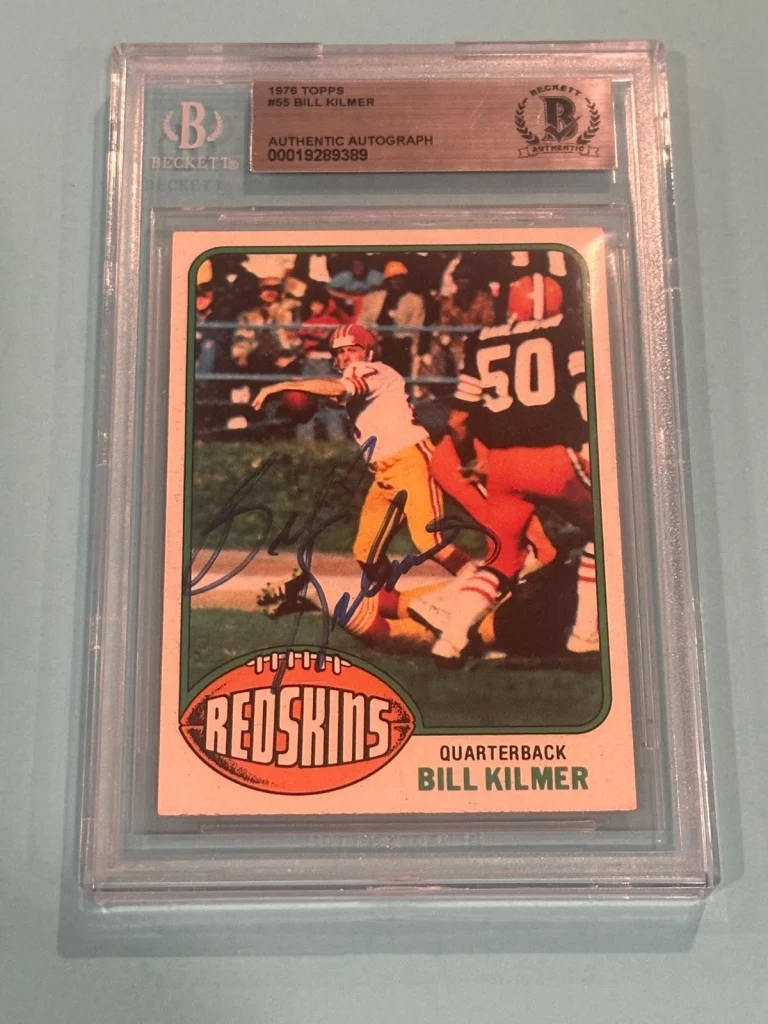 BILL KILMER Signed 1976 TOPPS Card #55 Beckett BAS
