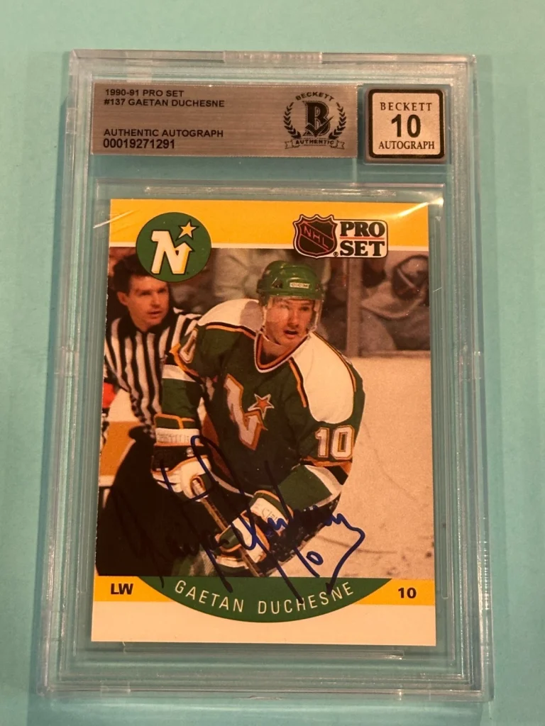 GAETAN DUCHESNE Signed 1990-91 PRO SET Card #137 Beckett (BAS) AUTO 10