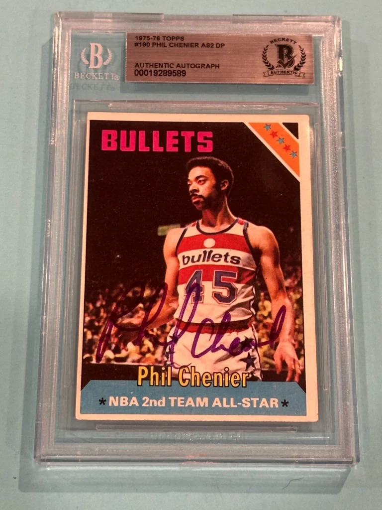 PHIL CHENIER Signed 1975-76 TOPPS Card #190 Beckett BAS