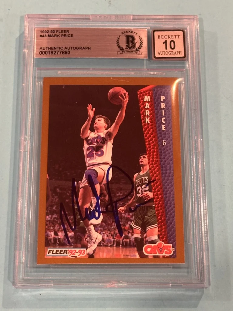 MARK PRICE Signed 1992-93 FLEER Card #43 Beckett BAS AUTO 10