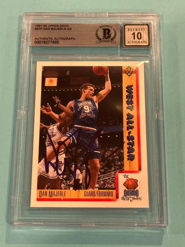 DAN MAJERLE Signed 1991-92 UPPER DECK  Card #475 Beckett BAS AUTO 10