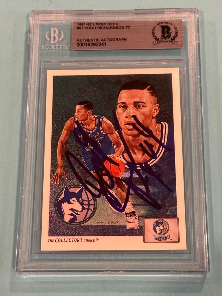 POOH RICHARDSON Signed 1991-92 UPPER DECK Card #97 Beckett Authenticated BAS