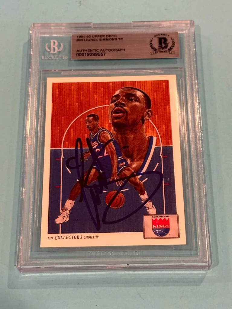 LIONEL SIMMONS Signed 1991-92 UPPER DECK Card #83 Beckett Authenticated BAS