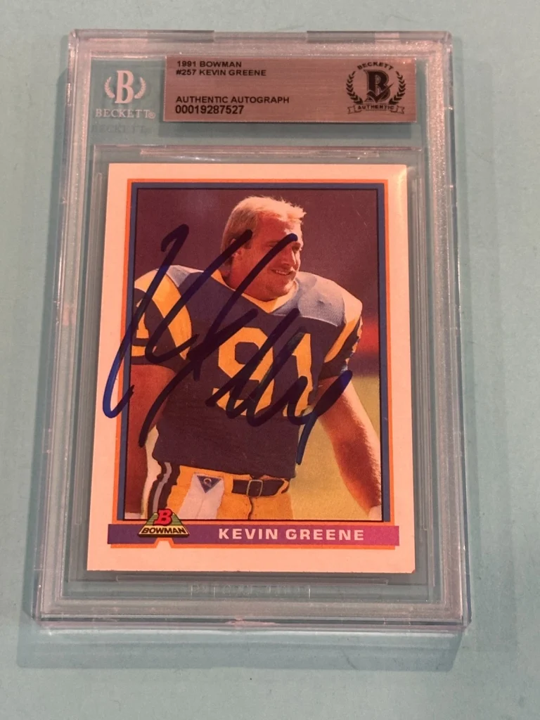 KEVIN GREENE Signed 1991 BOWMAN Card #257 Beckett BAS
