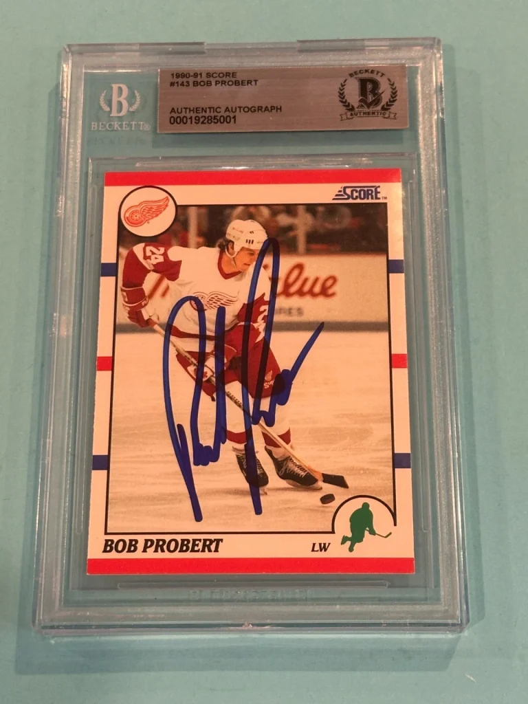 BOB PROBERT Signed 1990-91 SCORE Card #143 Beckett Authenticated (BAS)