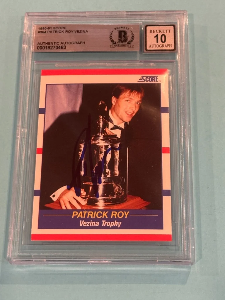 PATRICK ROY Signed 1990-91 SCORE Card #364 Beckett BAS AUTO 10